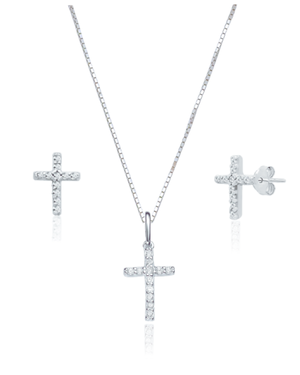 Conjunto BLESSED Crucifixo Cravejado Mini