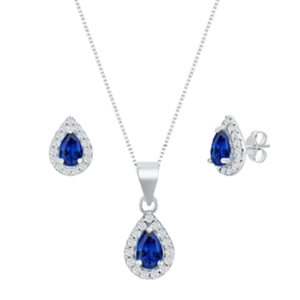 Conjunto OCEAN Gota Azul Safira Cravejado
