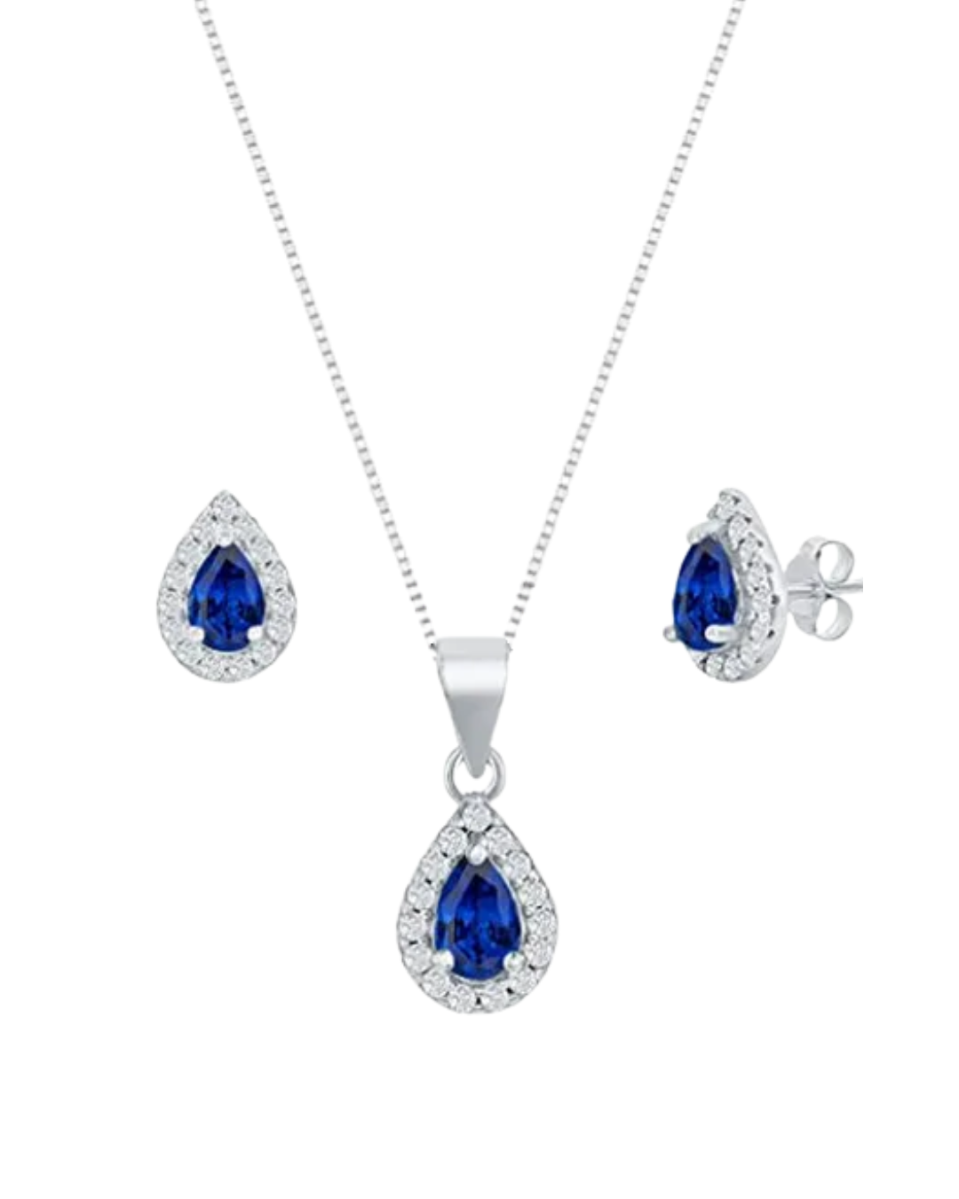 Conjunto OCEAN Gota Azul Safira Cravejado