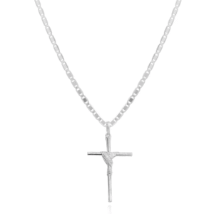 Colar Piastrine Com Crucifixo Fio