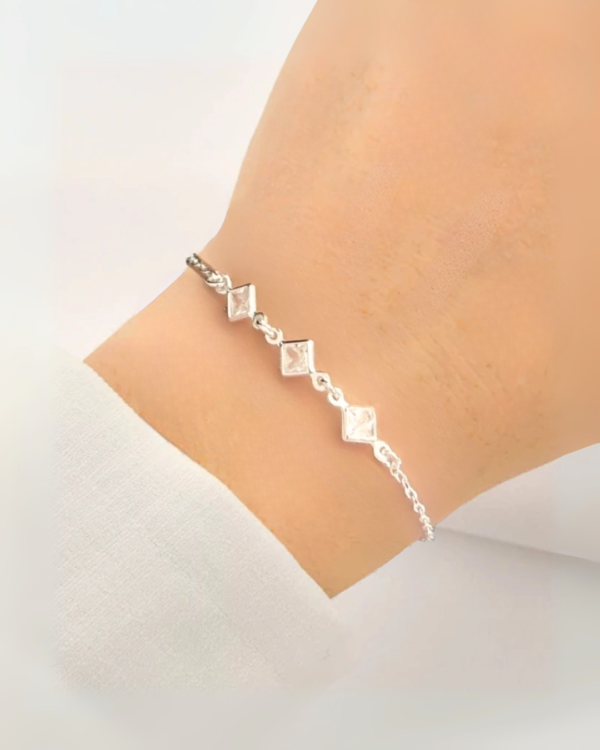 Pulseira Trio de Zircônias Quadradas - Imagem 2