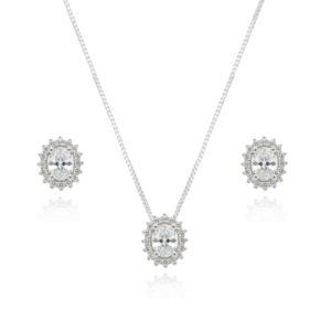 Conjunto Oval Cravejado Branco